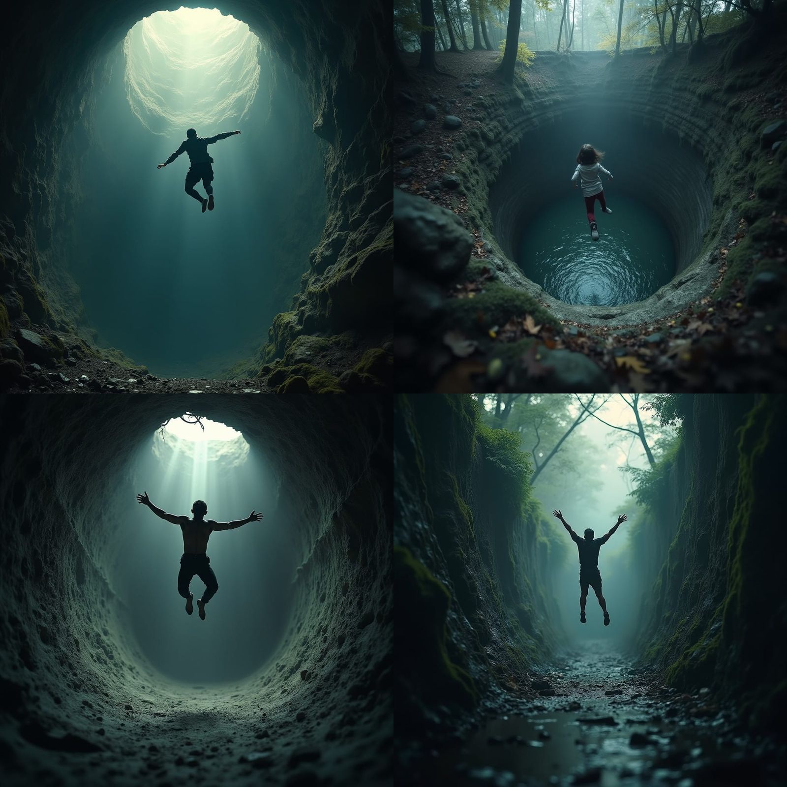 Hyperrealistic Figure Jumping into the Unknown