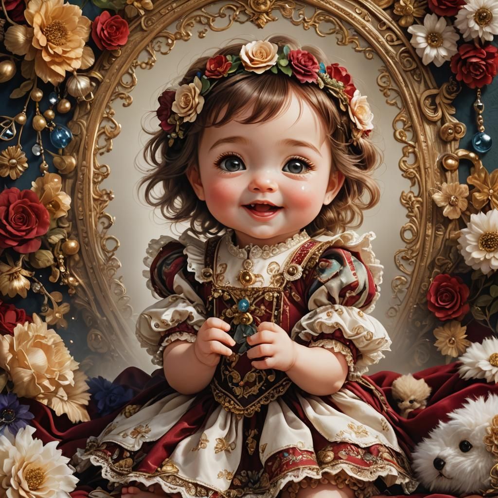 Adorable Chibi Baby Portrait in Hyperrealistic Style