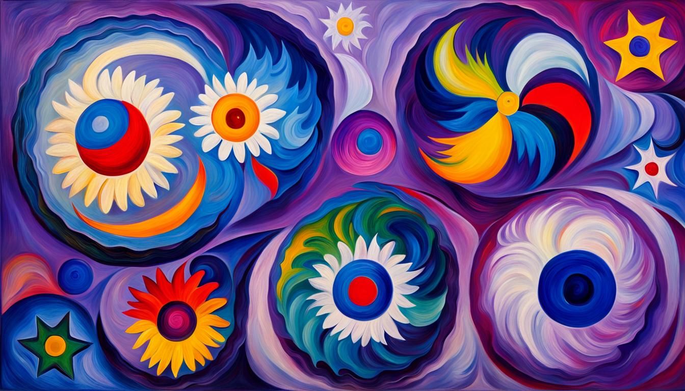 Daisy Stars in Abstract Impasto Style