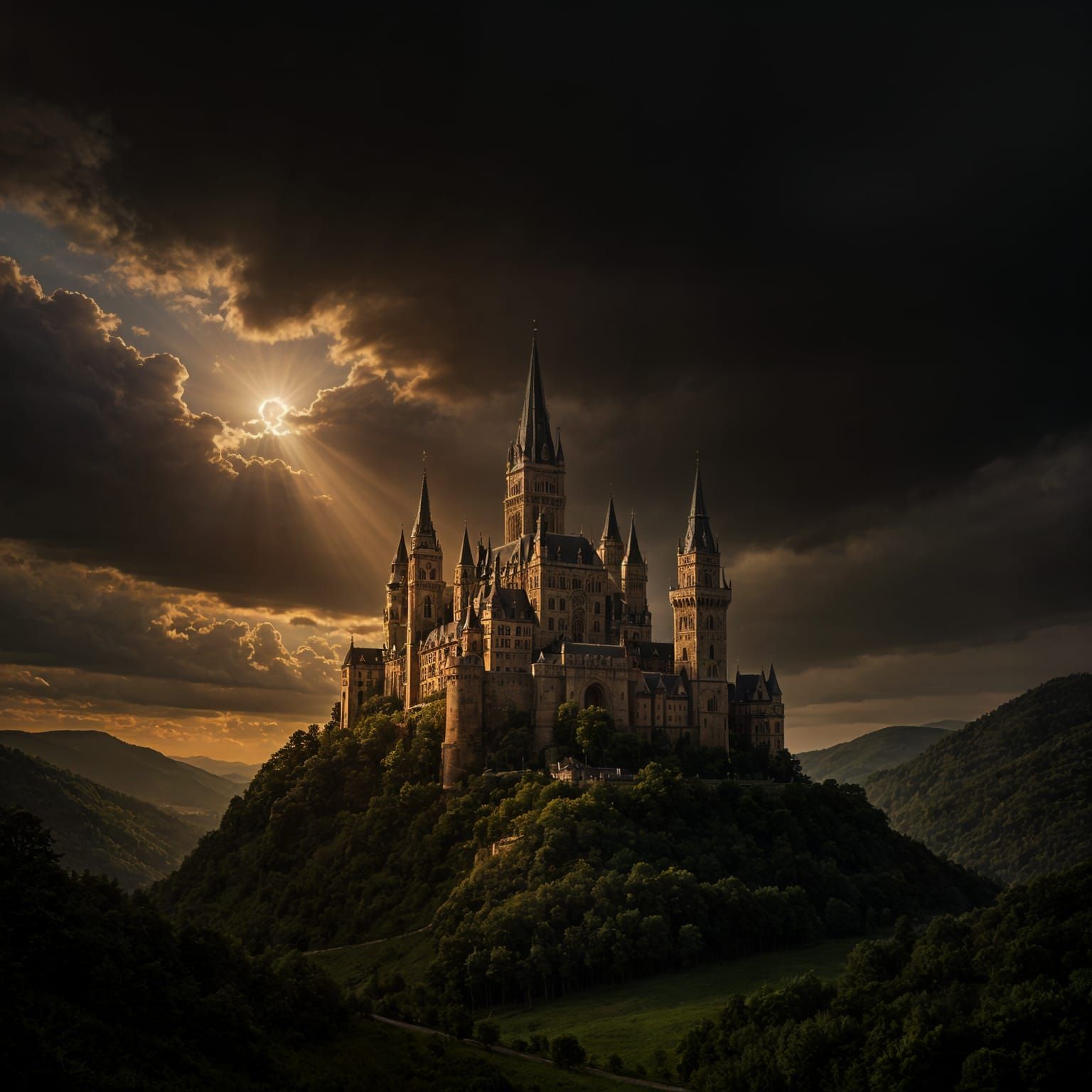 Hohenzollern Castle in Dramatic Stormy Light