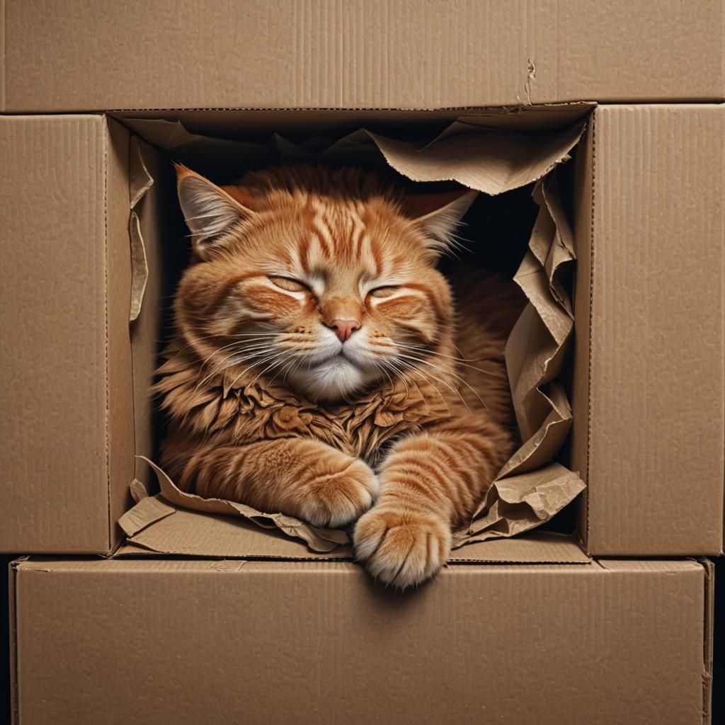 Ginger Cat Sleeping: Detailed Matte Painting