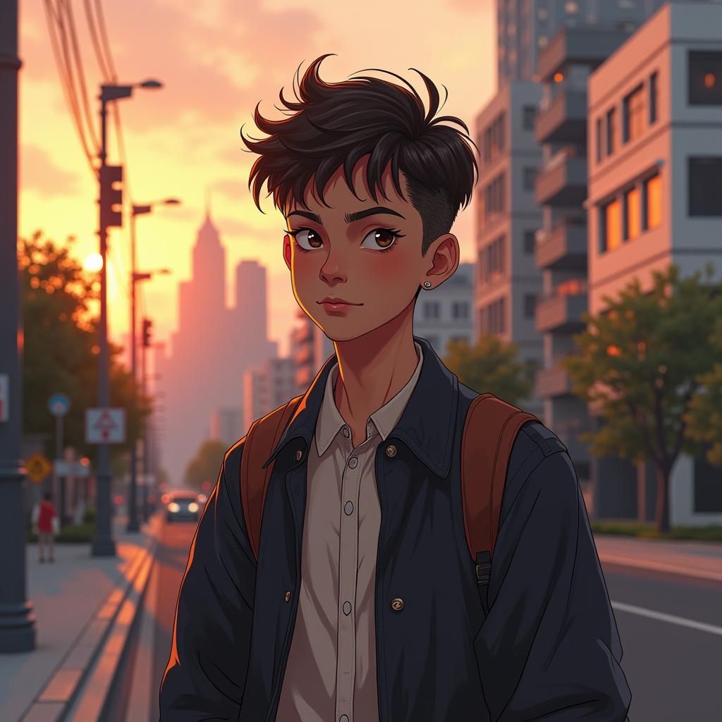 Hyperrealistic Cityscape Portrait in Digital Art Style