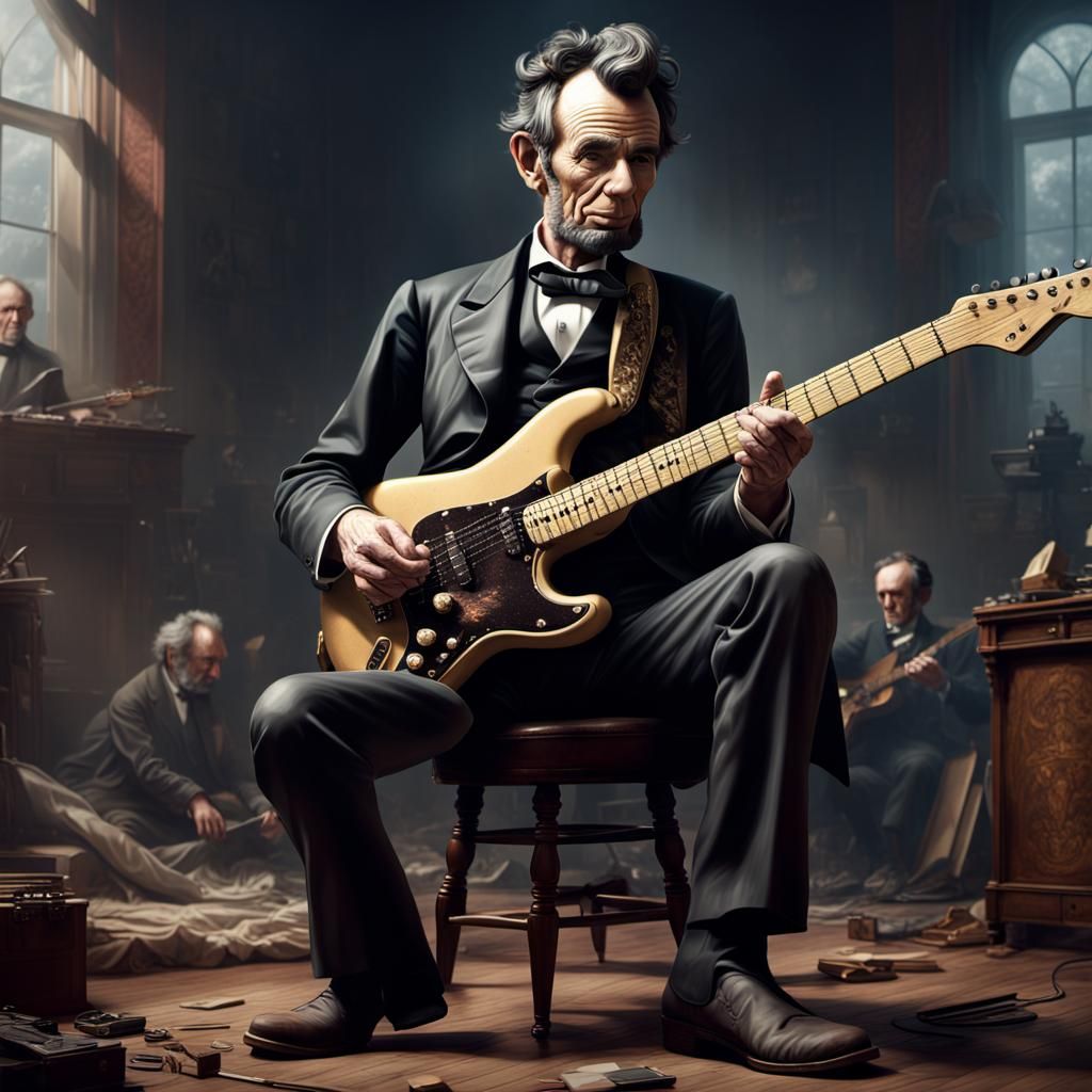 Lincoln Plays Stratocaster: Detailed Matte Painting