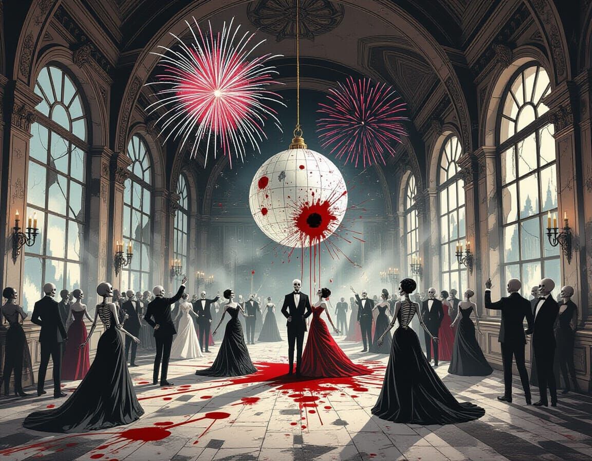 Haunting New Year's Ball with Skeletons and Gothic Fantasy