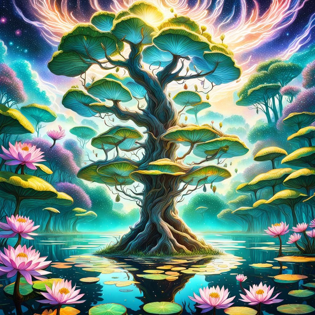 Gigantic Flower Tree on Lilypad Lake