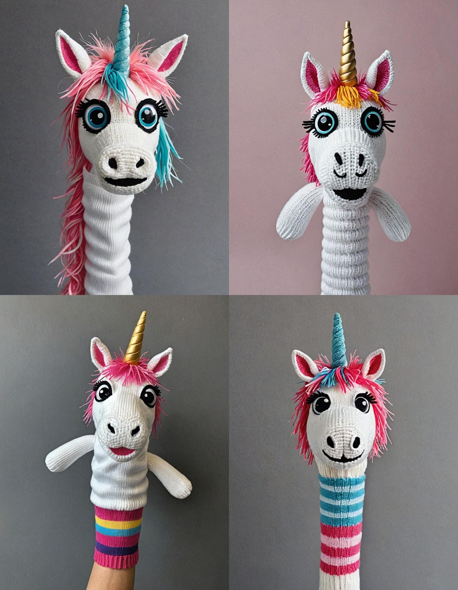 cute unicorn sock puppets