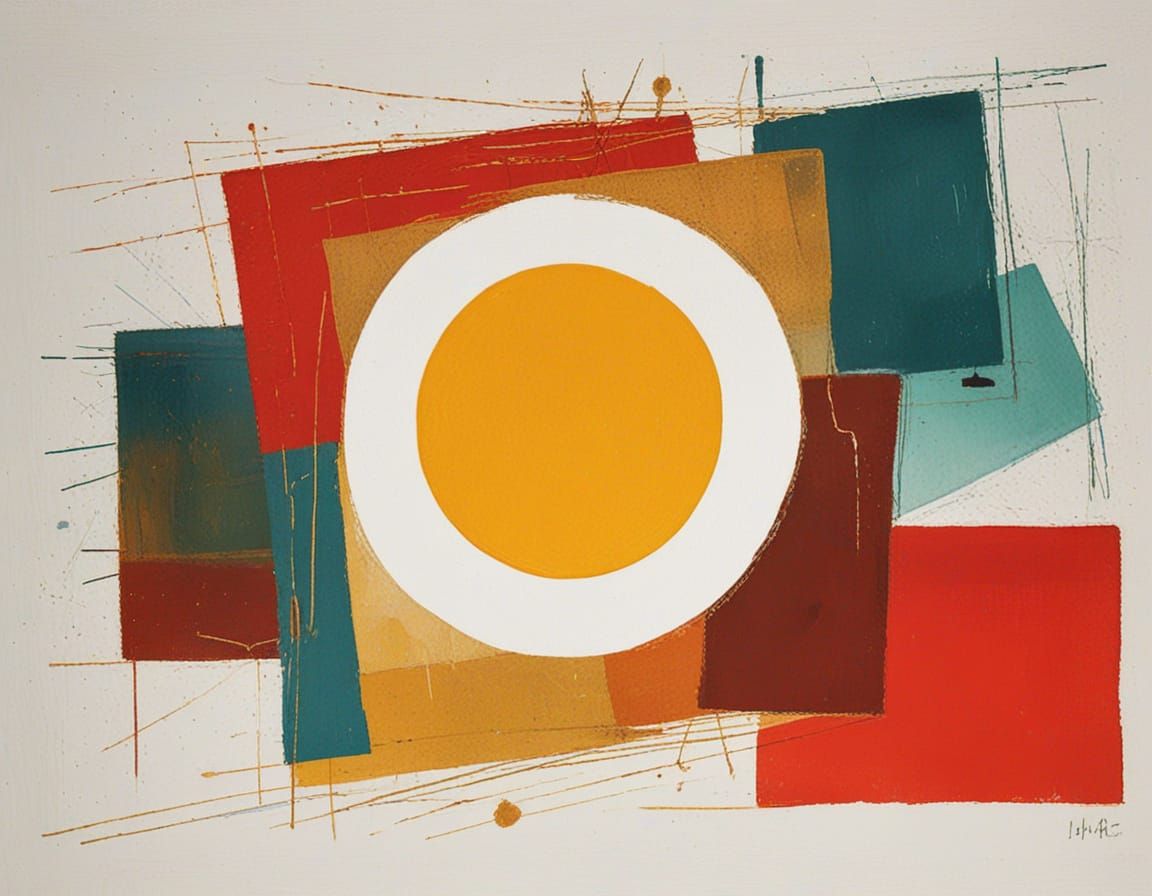 Geometric Red Pepper in Abstract Watercolor Style