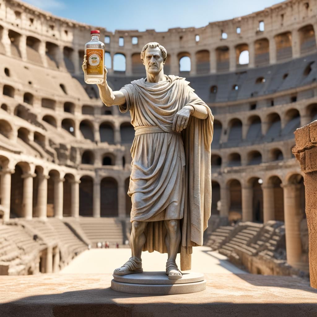 Hyperrealistic Julius Caesar Statue with Silphium Garum