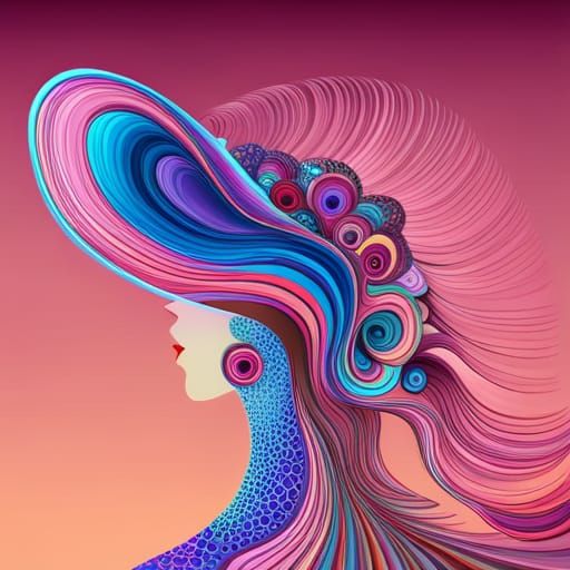 Woman's Derby Hat with Abstract Fractal Design