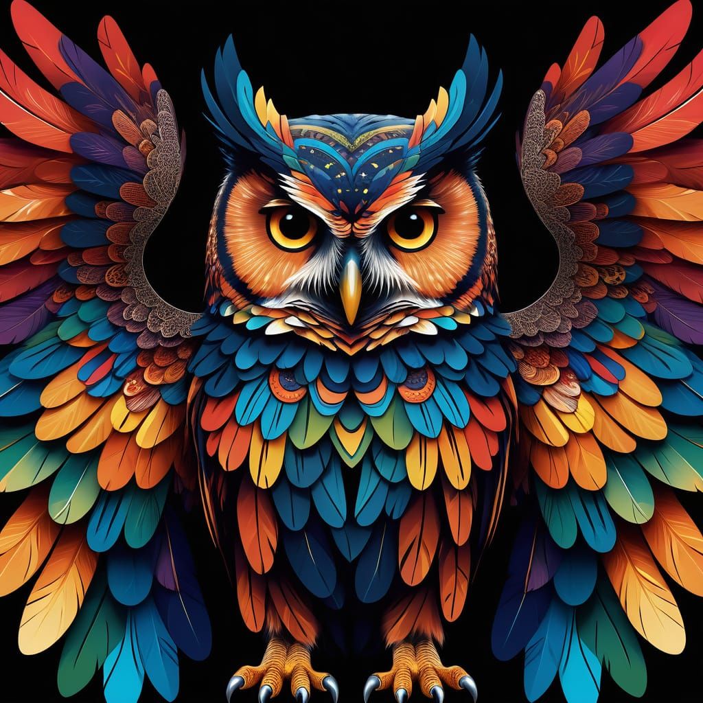 Vibrant Owl in Stunning Patterns