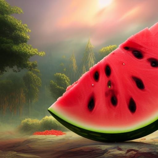 Fantastical Watermelon in Detailed Matte Painting