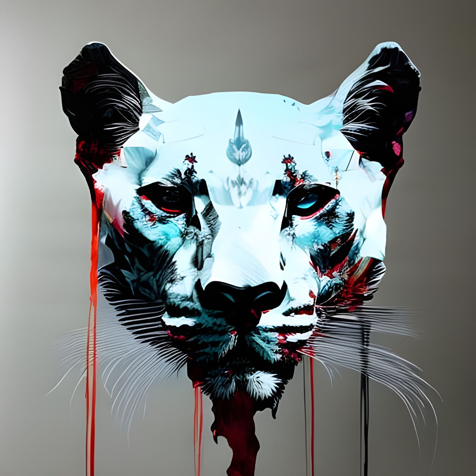 Majestic White Panther Portrait in Splash Art Style