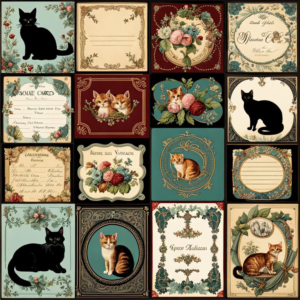 Victorian Cats and Kittens Ephemera Collection