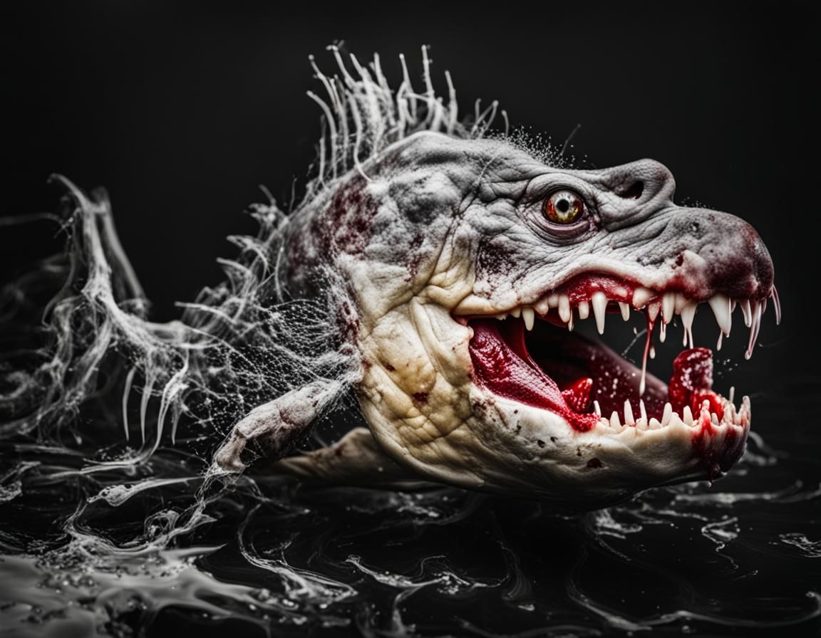 Visceral Image of Blood on Teeth