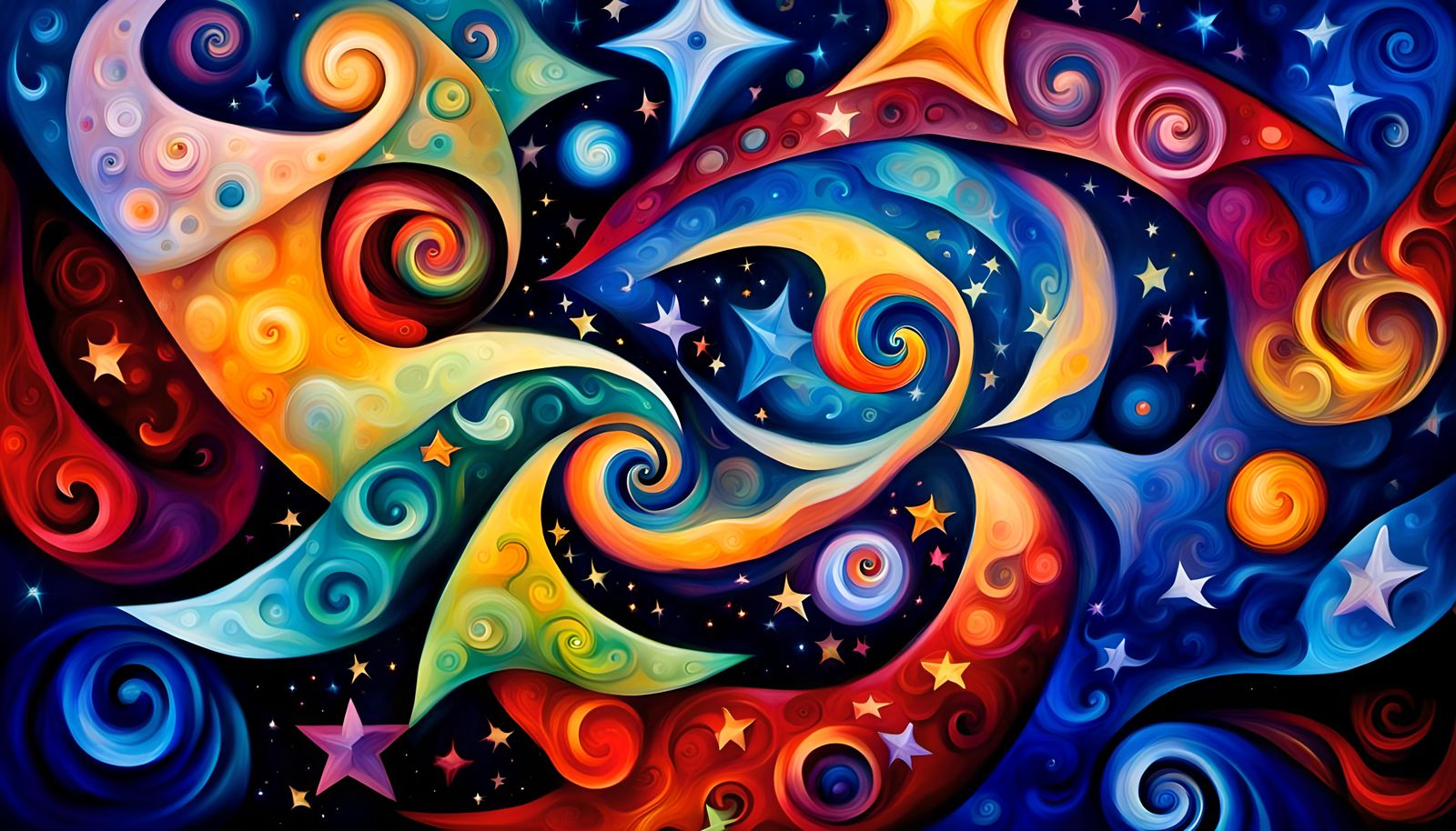 Cosmic Star Dance in Impasto Oil Style