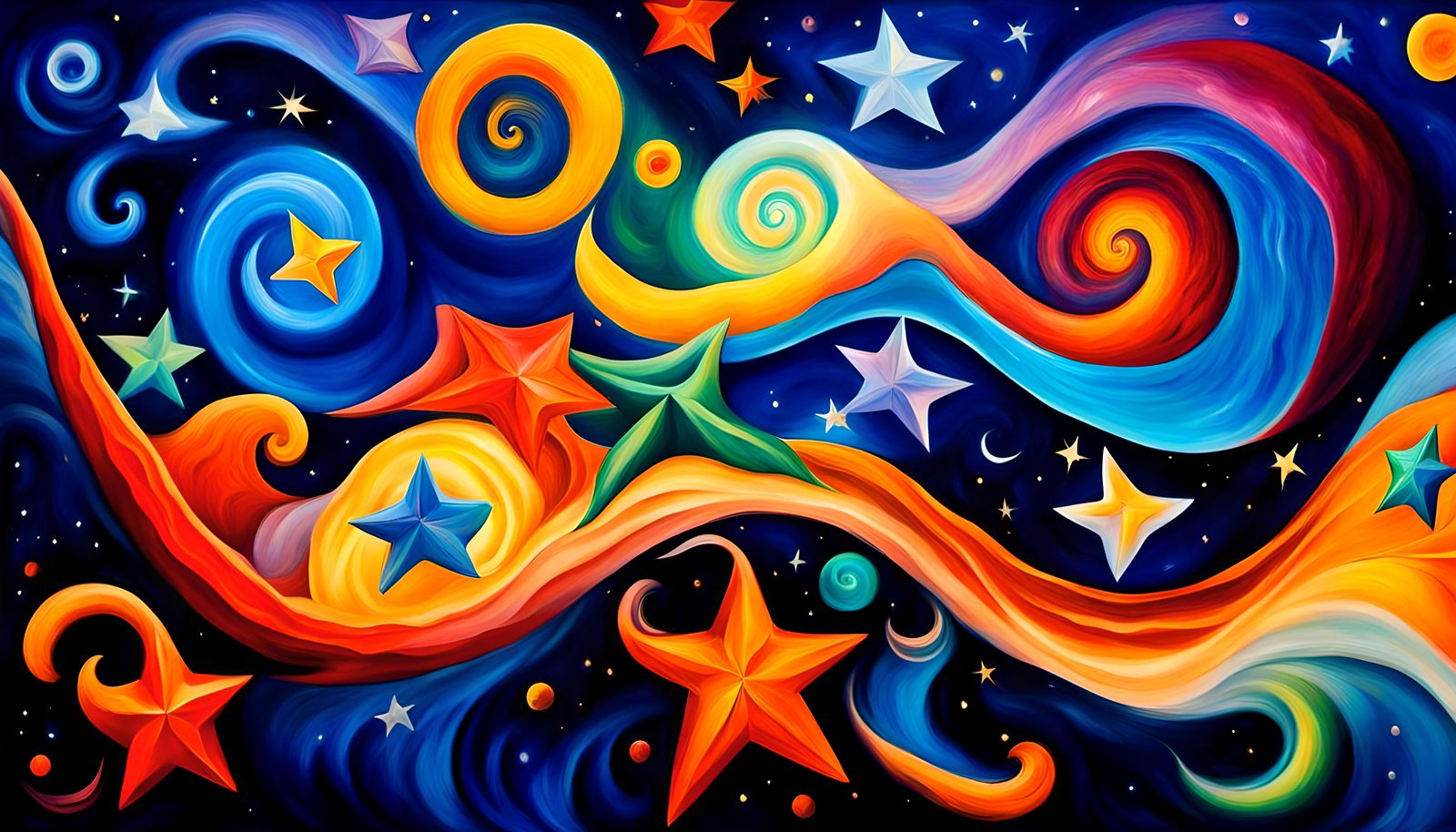 Swirling Star Cluster in Impasto Oil Style