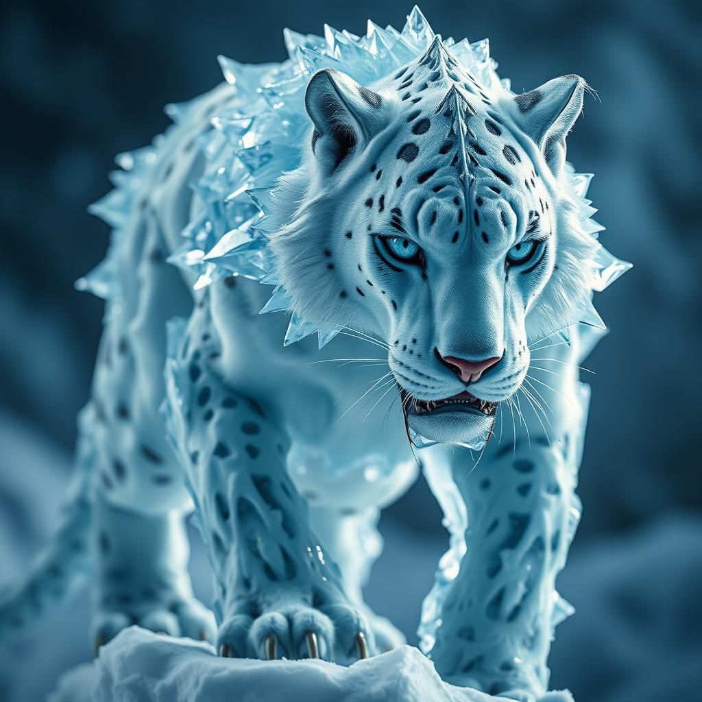 Icy Demon Panther in Hyperrealistic Fantasy Art
