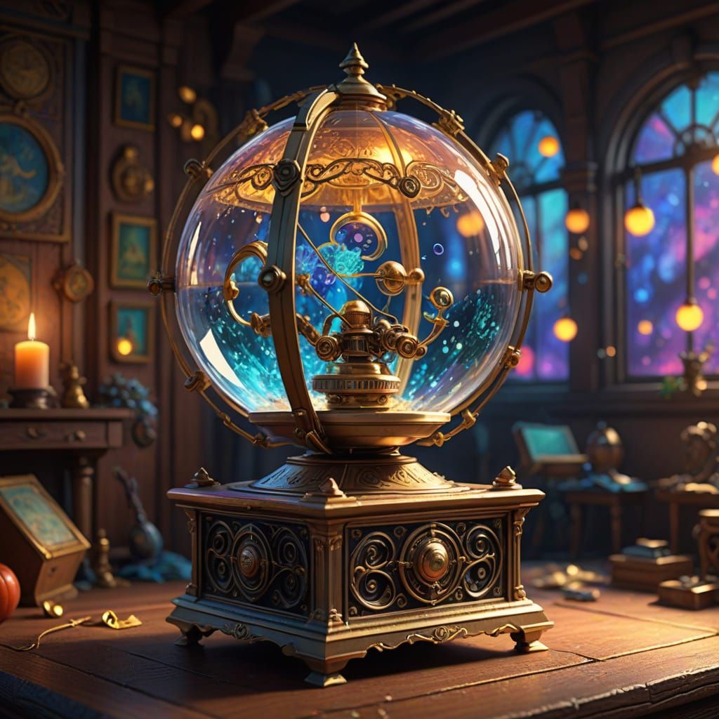 Pixar-Style Ballerina on a Vintage Music Box