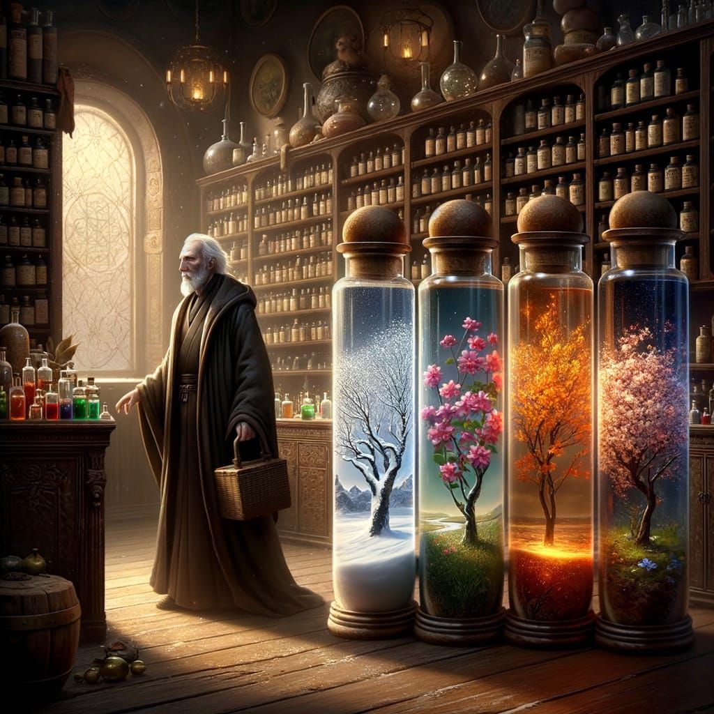Elderly Apothecary Shopkeeper Discovers Seasonal Potions in ...