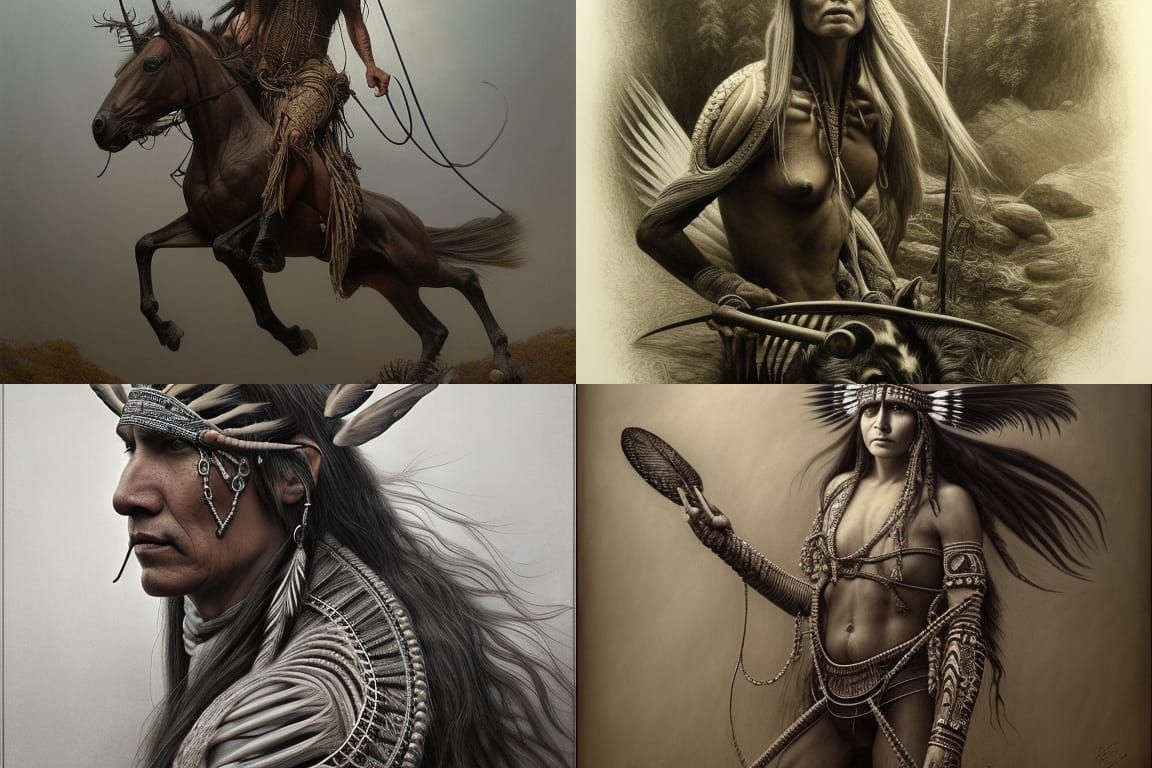 Native American on Horse in Hyper-Realistic Style