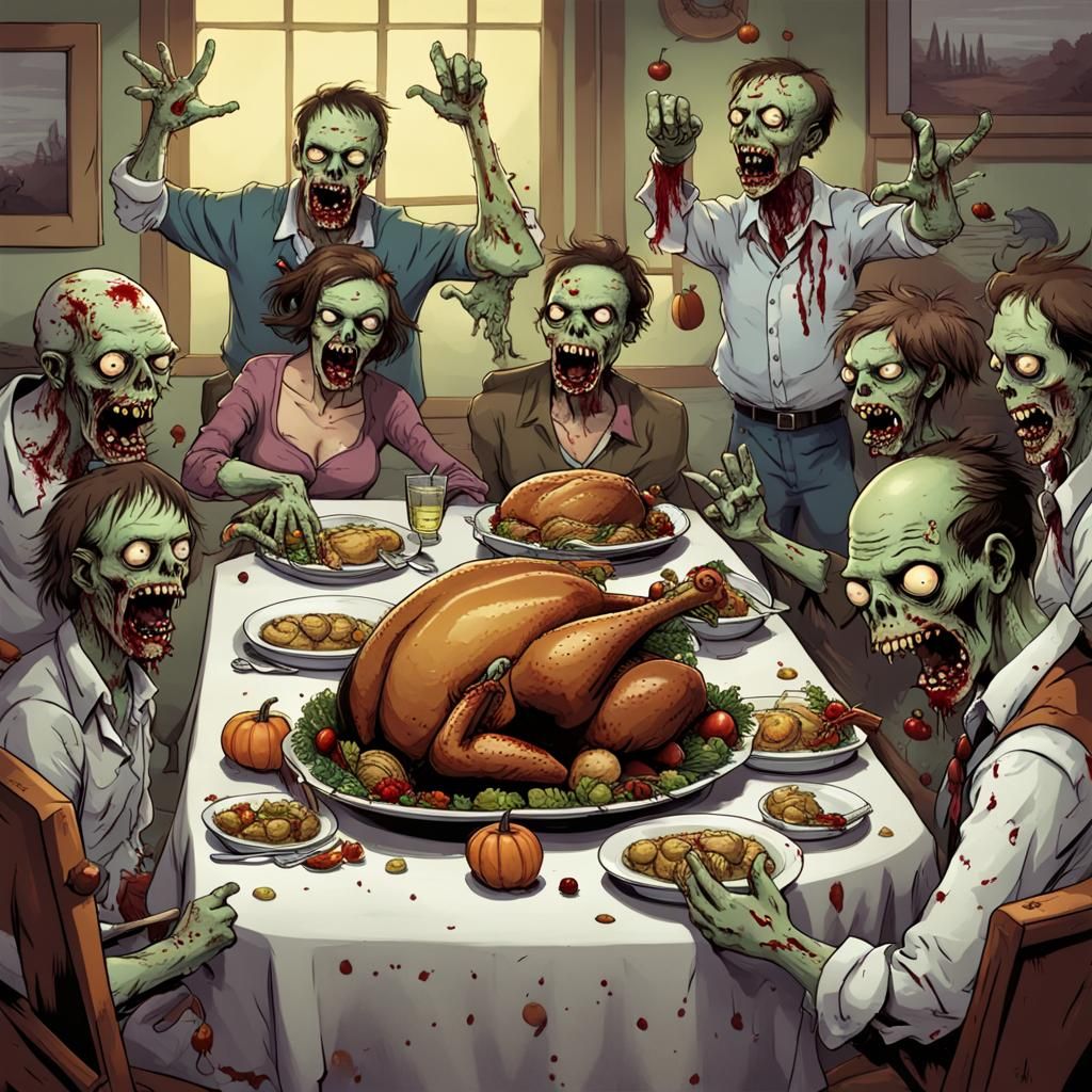 Zombies Celebrate Thanksgiving: Saying Turkey