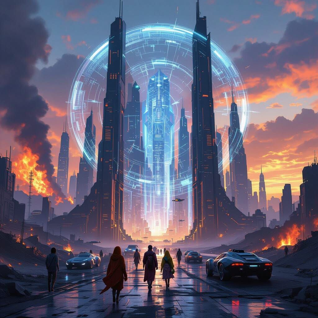 Futuristic Metropolis Protected by Energy Barriers in Anime ...