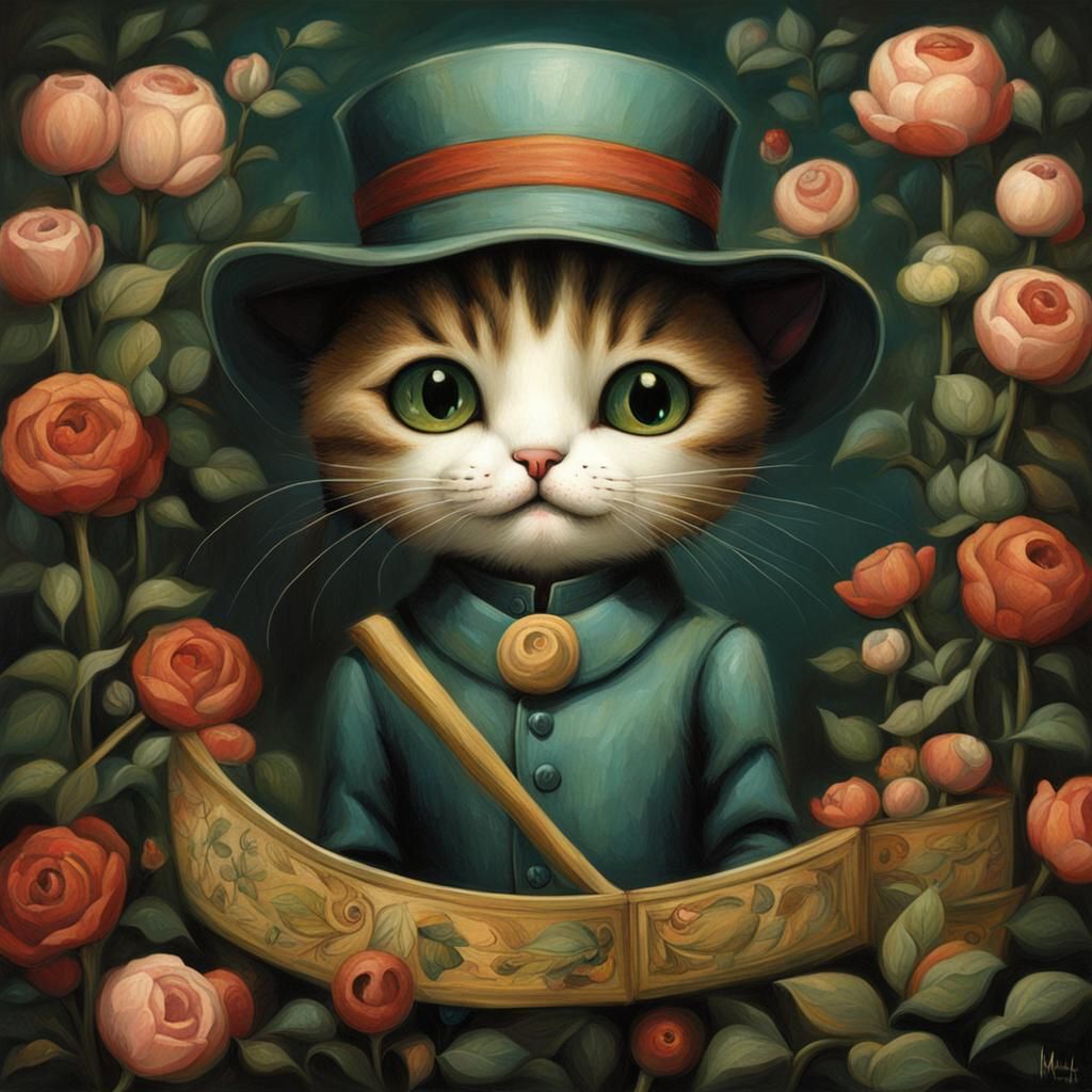 Cute Cat Portrait in Fantasy Art Style