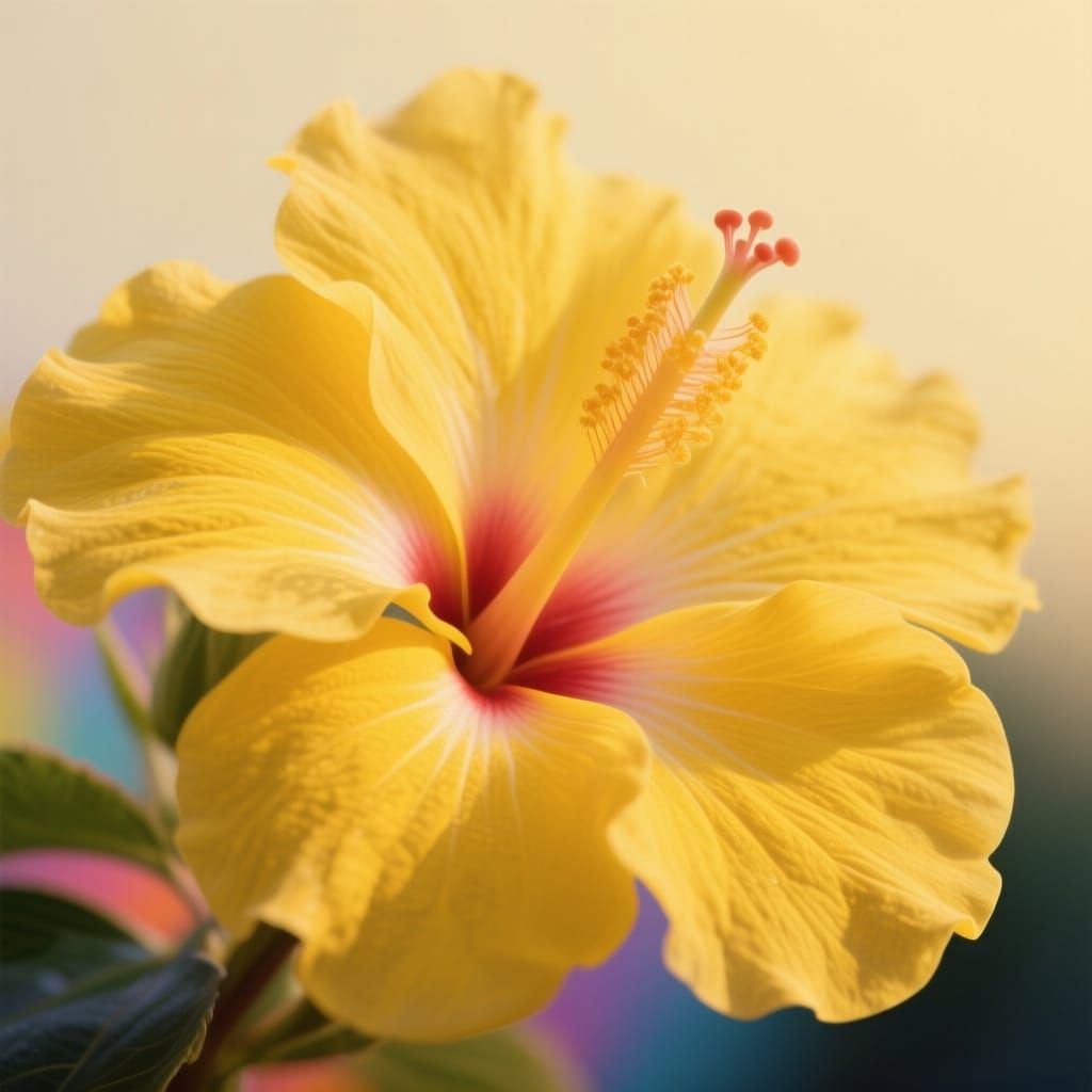 Vibrant Yellow Hibiscus Blooms in Hyperrealistic Detail