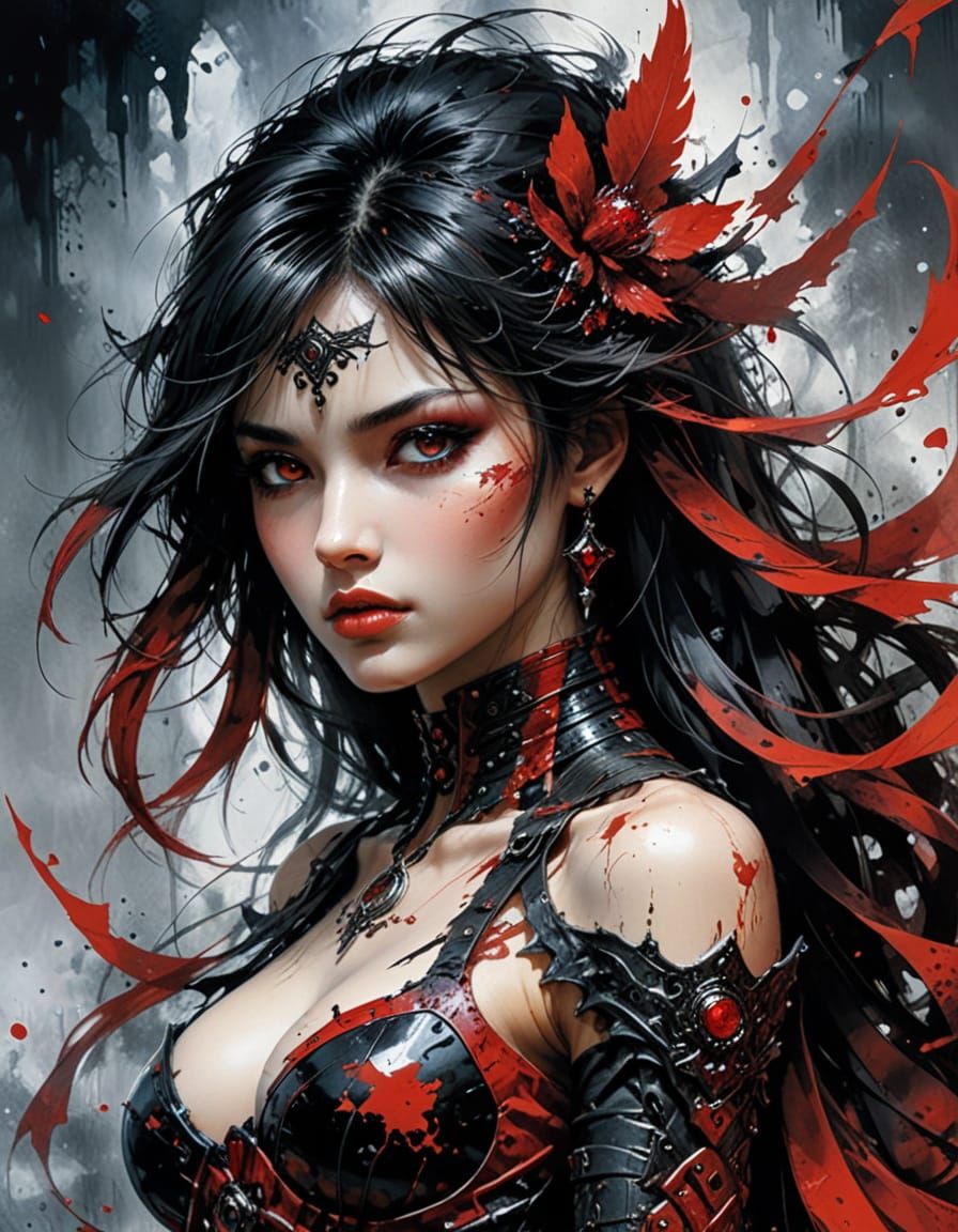 Black and Crimson Abstract Beauty