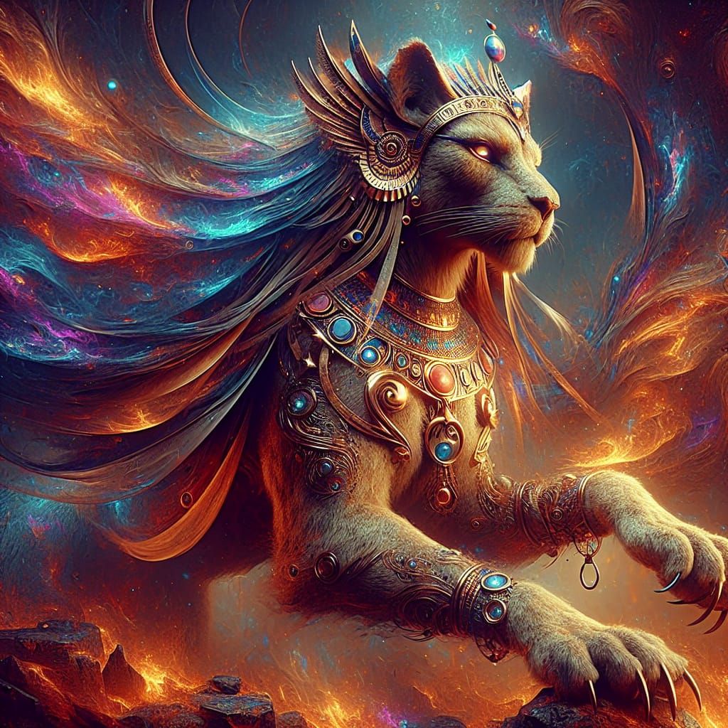 Sekhmet: Lioness Goddess in Detailed Matte Painting