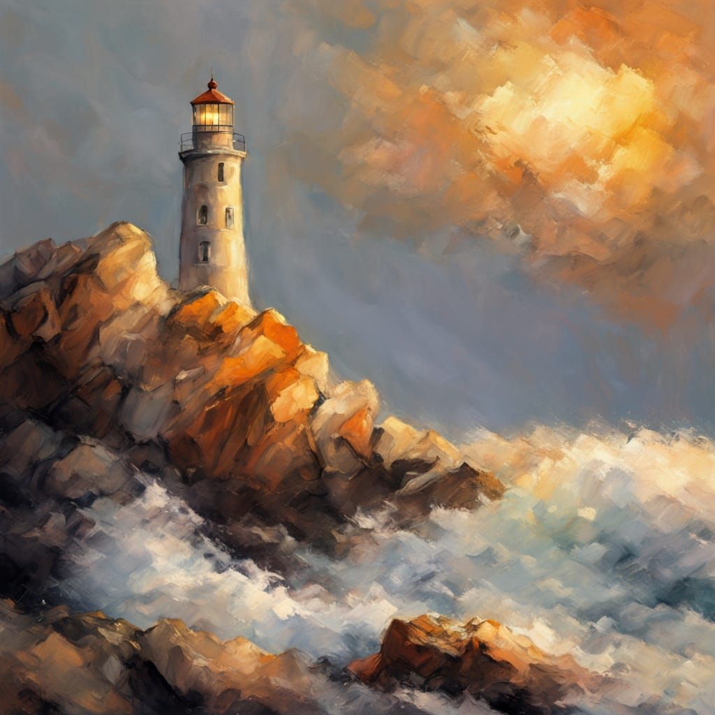 Surreal Sunset Lighthouse Captured in Coastal Impressionism ...