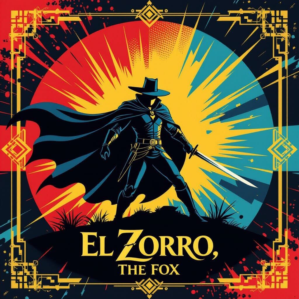 El Zorro Movie Poster in Bold Pop Art Style