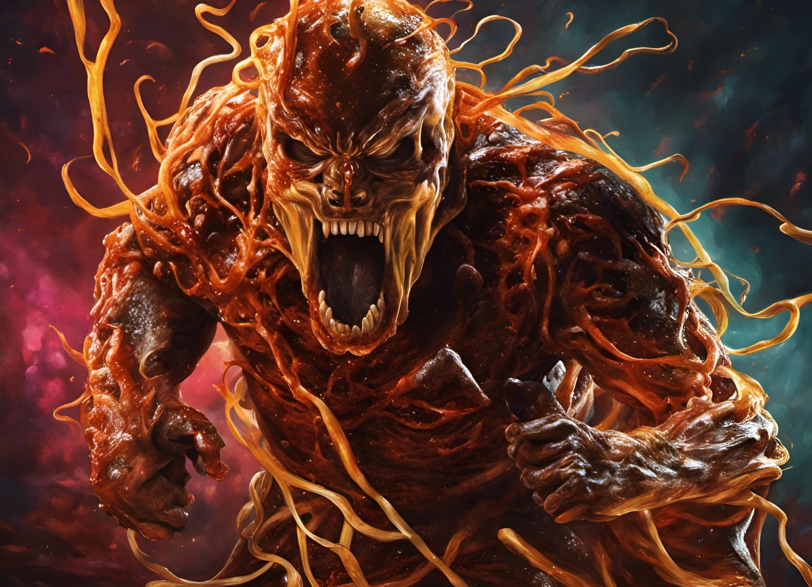 Hyperrealistic Freddy Krueger with Luger in Splash Art