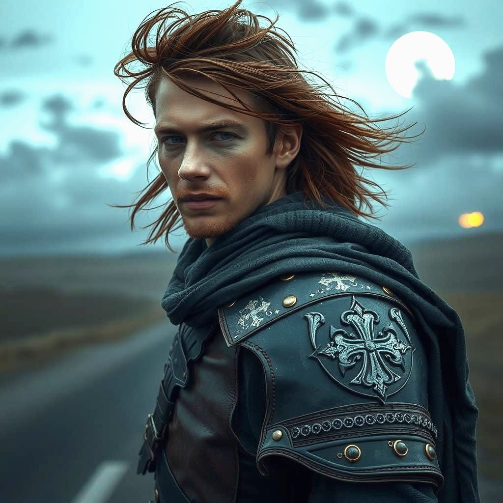 Medieval Warrior in Windswept Elegance