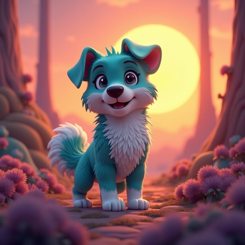 Teal Dog Hero in a Mario-Inspired Fantasy World