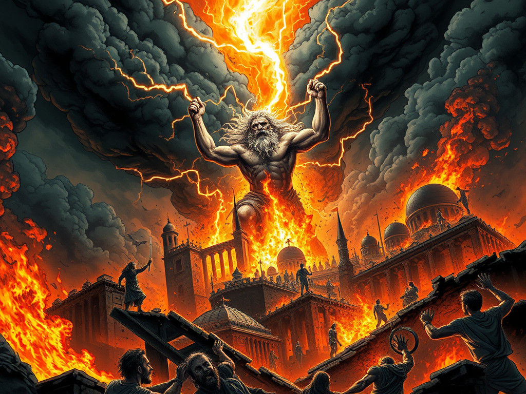 Zeus Unleashes Fiery Wrath on Ancient City