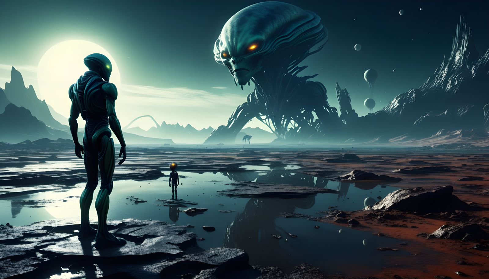 Humanoid Alien Concept Art in Futuristic Style