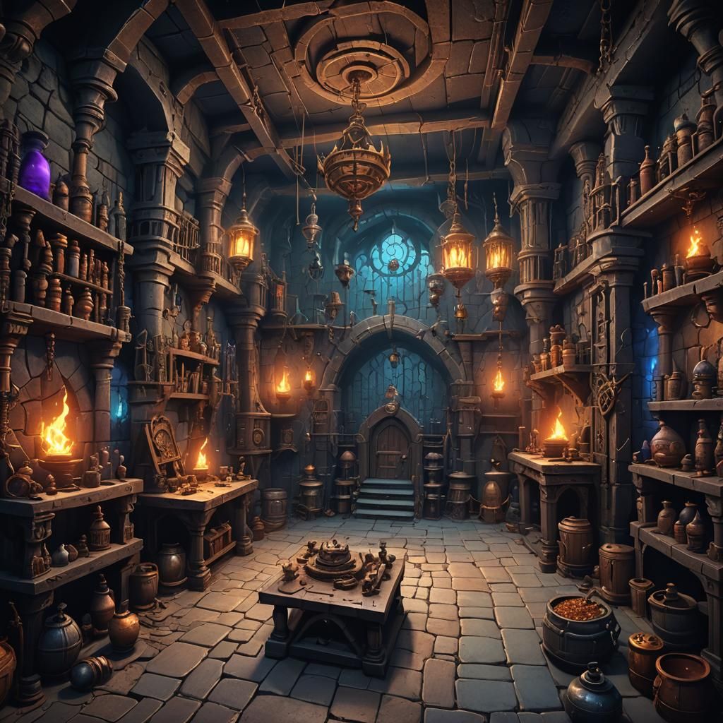 Mad Wizard's Laboratory: 2D Dungeon Room