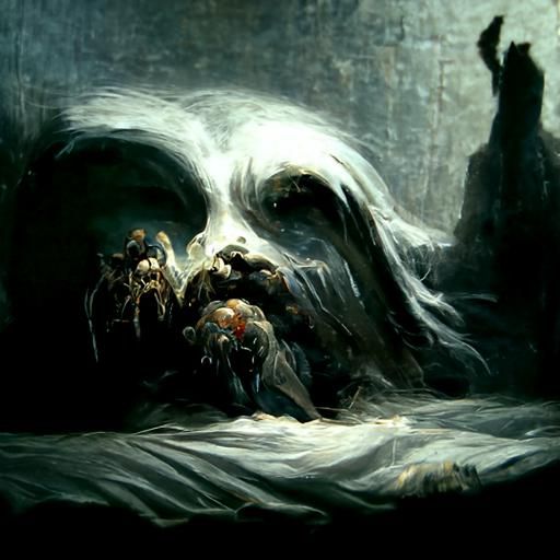 Haunting Forest of Souls in Engraving Style