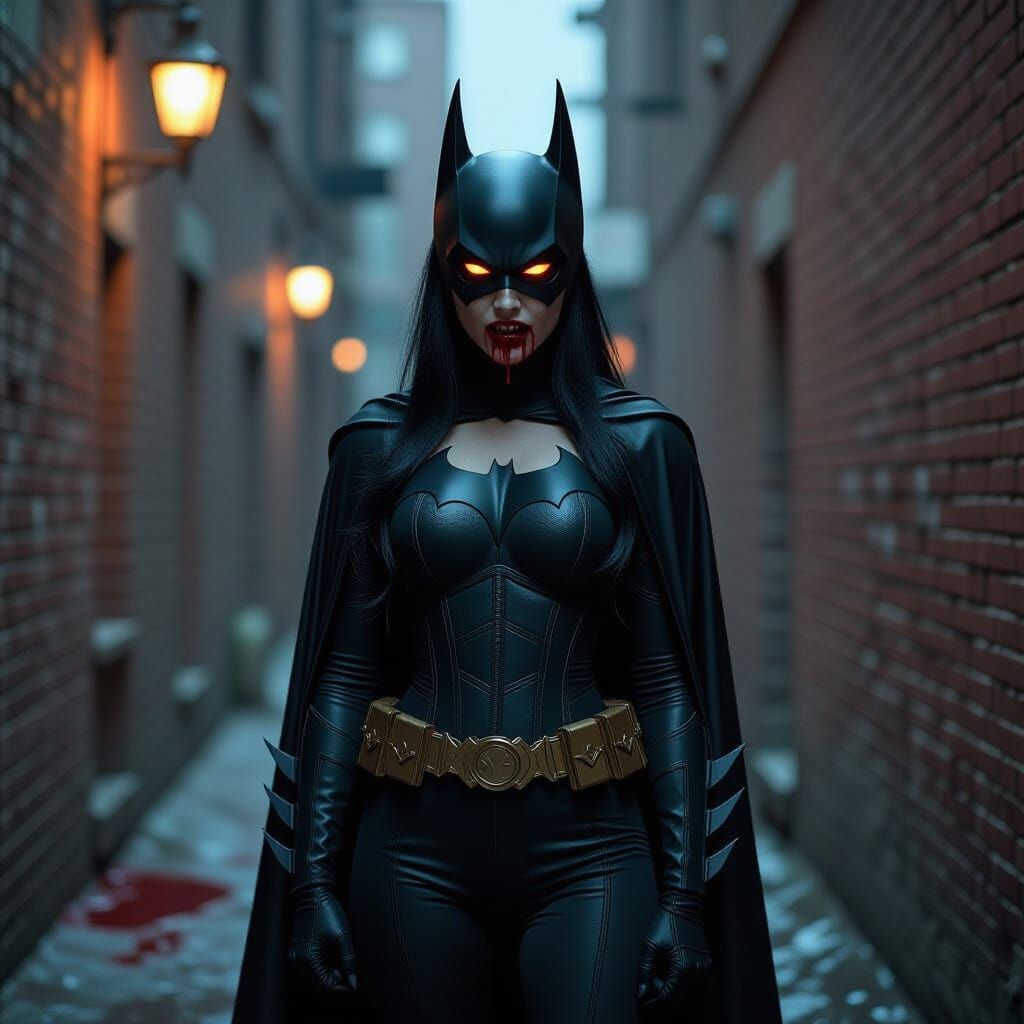 Batgirl Vampire in Dimly Lit Alley