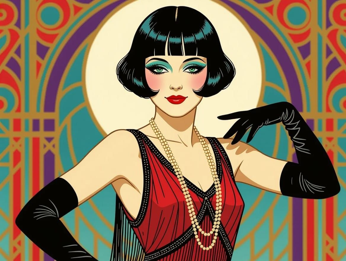 1920s Flapper Dancer in Art Deco Setting