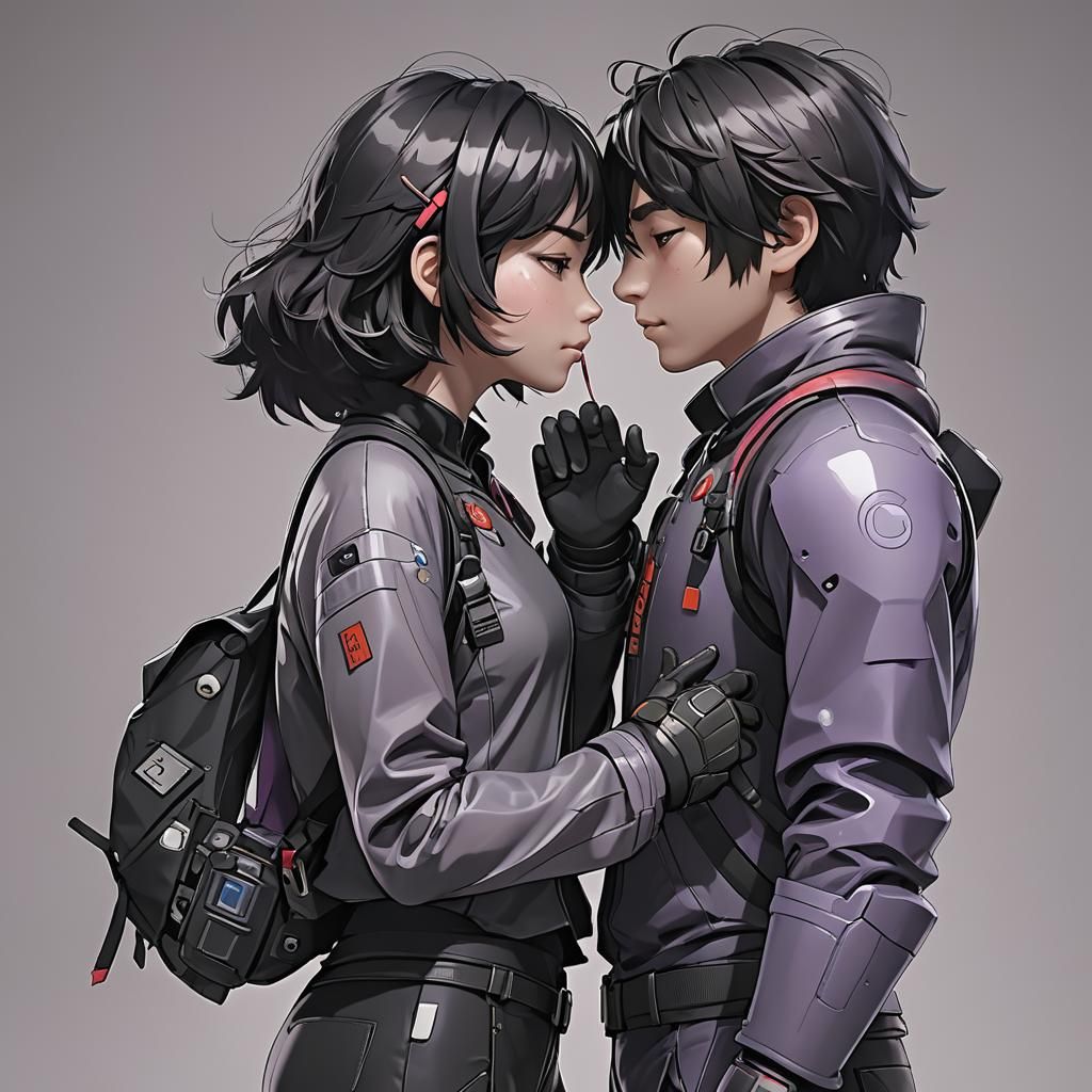 Hiro and GoGo Kiss in Detailed 3D Anime Art