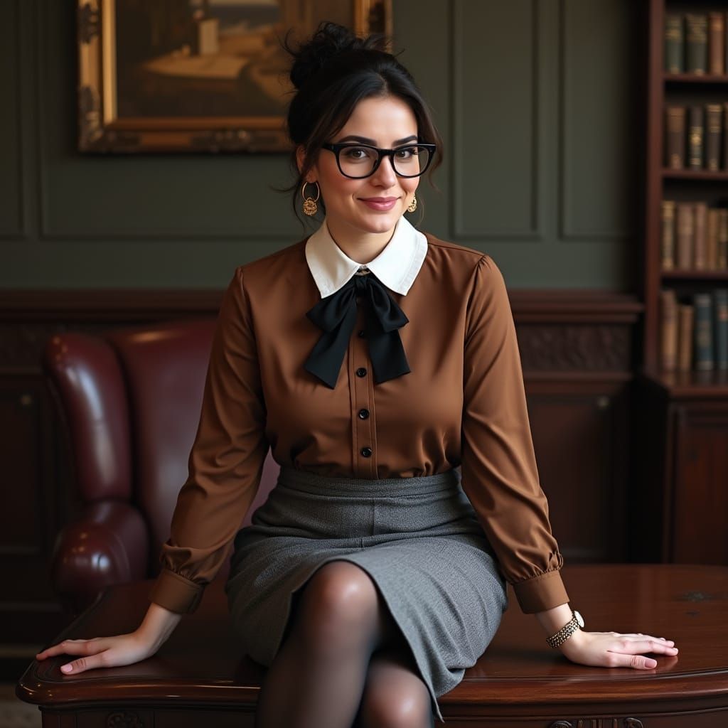 Confident Irish Historian in Vintage Study