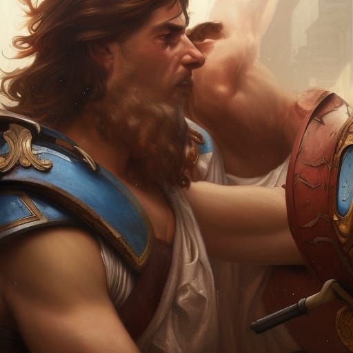 Achilles and Hector: Hyperdetailed Battle Portrait