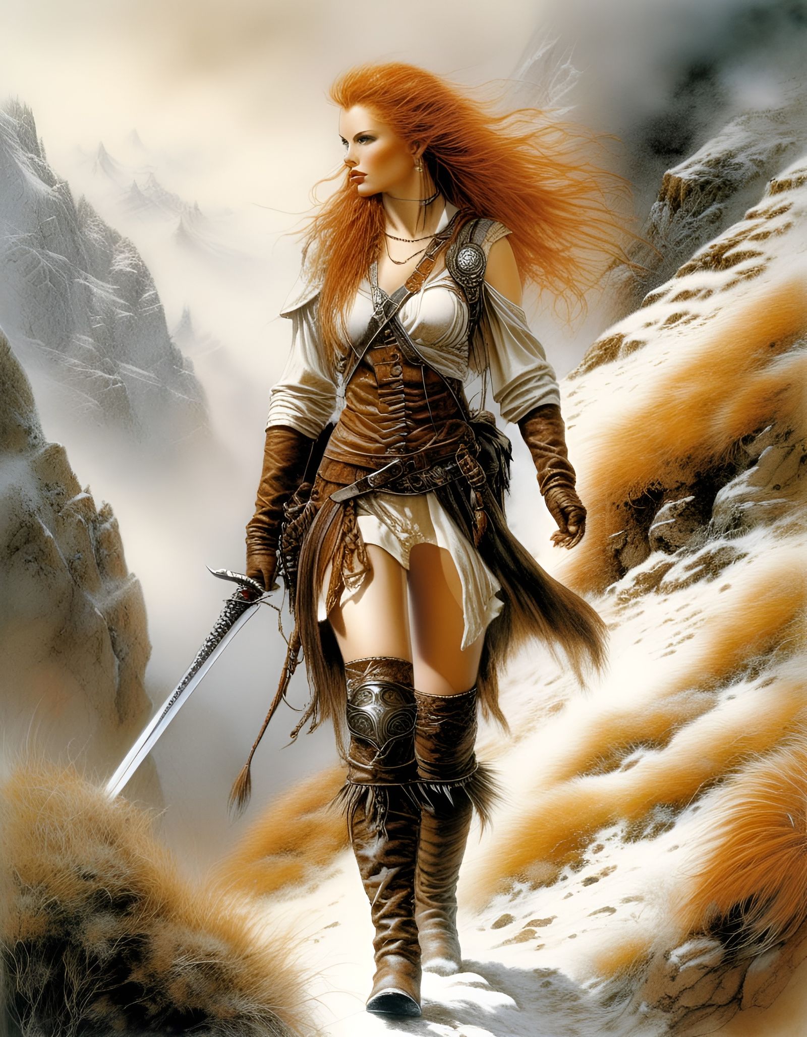 Ginger Adventurer in Mountain Pass, Royo Style