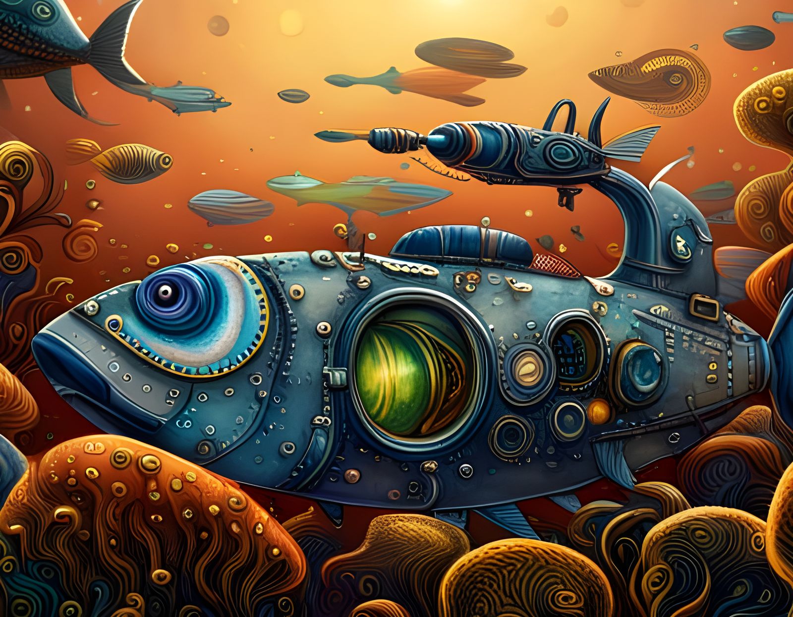 A bio- (fish-like)  submarine exploration in Alien waters.