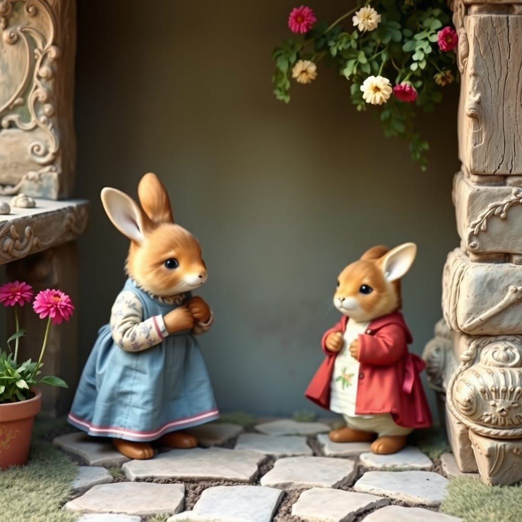 Whimsical Watercolor Portrait of Beatrix Potter