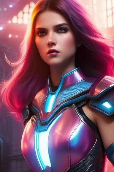 Teenage Superhero in Neon Tech Suit Comic Art