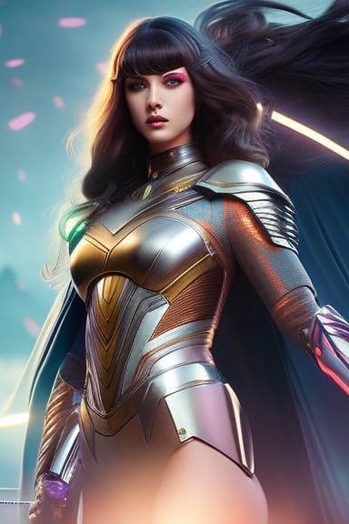 Teenage Idol Superhero in Neon Tech Suit