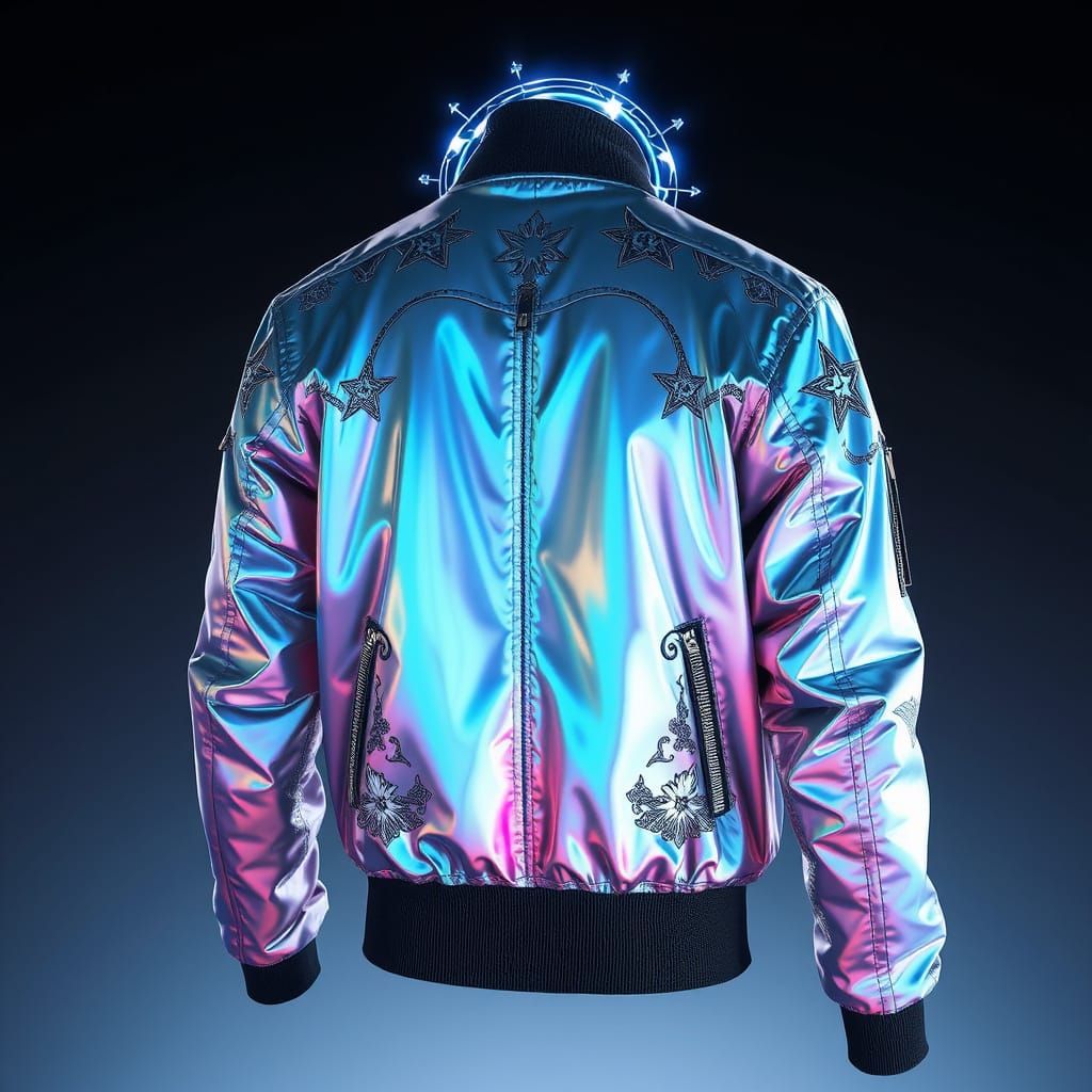 Futuristic Aviator Jacket with Celestial Halo Design
